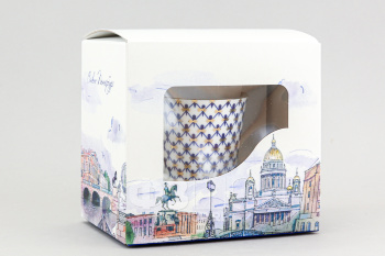 Чашка с блюдцем кофейная ф. Майская рис. Кобальтовая сетка в подарочной упаковке (Петербург)