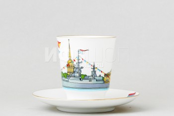 Чашка с блюдцем кофейная ф. Майская рис. День ВМФ России в подарочной упаковке (Цветы)