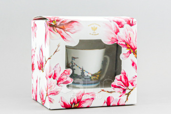 Чашка с блюдцем кофейная ф. Майская рис. День ВМФ России в подарочной упаковке (Цветы)