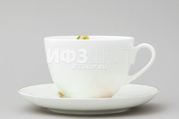 Чашка с блюдцем чайная ф. Весенняя-2 рис. Желтая орхидея