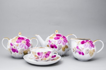 Сервиз чайный ф. Тюльпан рис. Пурпуровый цветок, 15 предметов