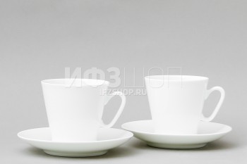 Набор из 2 кофейных чашек с блюдцем ф. Черный кофе рис. Эко