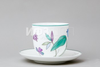 Чашка с блюдцем кофейная ф. Ландыш 2 рис. Цветы луговые