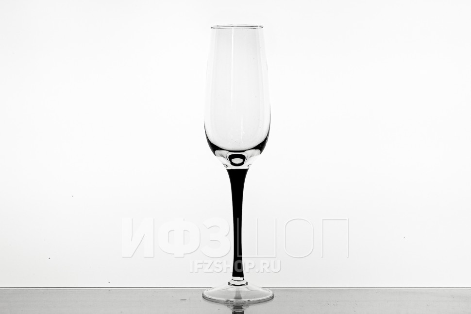 Набор из 6 бокалов для шампанского 180 мл ф. 6403 серия 200/2 (черная ножка)