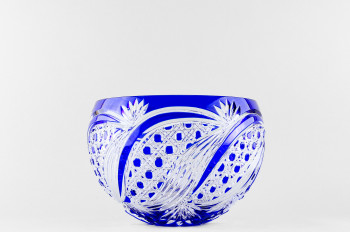 Ваза-шар, высота 18 см, синий наклад, 1808/2