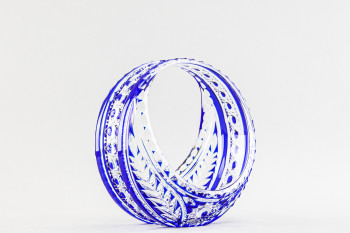Корзинка-кольцо, высота 20 см, синий наклад, 2134