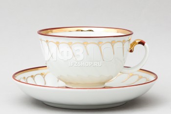 Чашка с блюдцем чайная ф. Голубая роза рис. Золотое кольцо