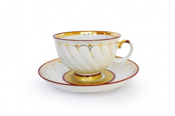 Чашка с блюдцем чайная ф. Голубая роза рис. Золотое кольцо