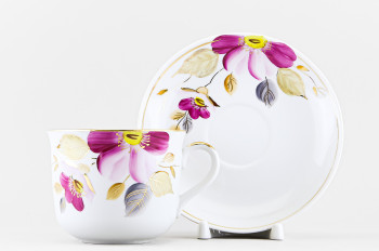 Чашка с блюдцем чайная ф. Ностальгия рис. Пурпуровый цветок