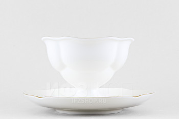 Чашка с блюдцем чайная ф. Наташа рис. Золотая лента