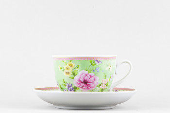 Чашка с блюдцем чайная ф. Гранатовый рис. Летний сад