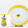 Чашка с блюдцем чайная ф. Гербовая рис. Modes de Paris (желтый, 1835 год)