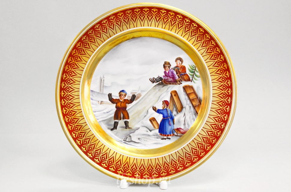 Декоративная тарелка 26.5 см рис. Гурьевский. Зимние горы