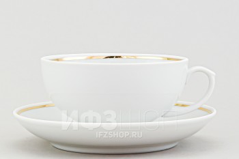 Чашка с блюдцем чайная ф. Рубин рис. Отводка золотом