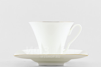 Чашка с блюдцем чайная ф. Петрополь рис. Золотая лента