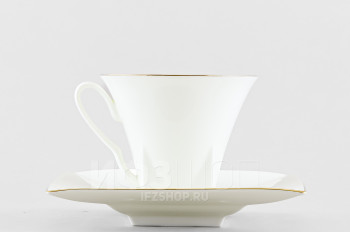 Чашка с блюдцем чайная ф. Петрополь рис. Золотая лента