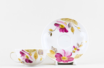 Чашка с блюдцем чайная ф. Тюльпан рис. Пурпуровый цветок