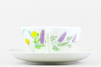 Чашка с блюдцем чайная ф. Купольная рис. Полевые цветы №2