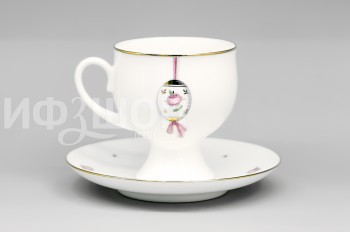 Чашка с блюдцем кофейная ф. Классическая-2 рис. Пасхальный (Розовый)