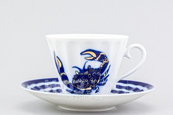 Чашка с блюдцем чайная ф. Лучистая рис. Морские звезды. Крабик