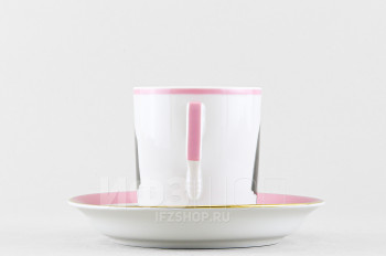 Чашка с блюдцем чайная ф. Гербовая рис. Modes de Paris (розовый, 1840 год)