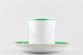 Чашка с блюдцем чайная ф. Гербовая рис. Modes de Paris (зеленый)