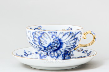 Чашка с блюдцем чайная ф. Шатровая рис. Поющий сад