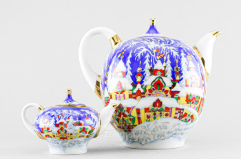 Комплект чайников ф. Новгородский рис. Зимняя сказка, 2 предмета