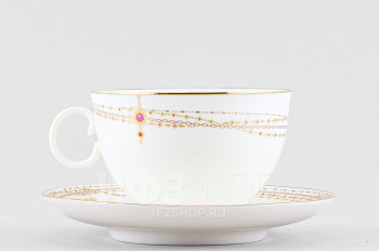 Чашка с блюдцем чайная ф. Яблочко рис. Золотой медальон