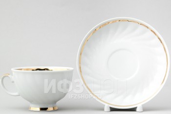 Чашка с блюдцем чайная ф. Голубая роза рис. Московский