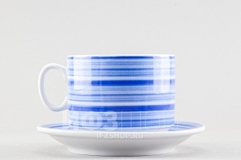 Чашка с блюдцем чайная ф. Капучино рис. Infinity / Инфинити синий