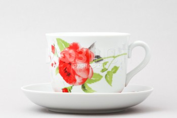 Чашка с блюдцем чайная ф. Ностальгия рис. Красные цветы
