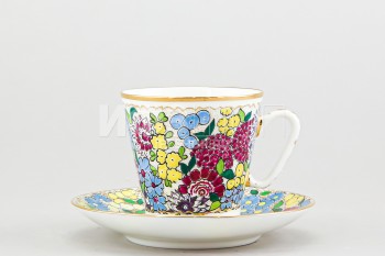 Чашка с блюдцем кофейная ф. Черный кофе рис. Весенние цветы