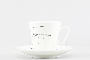 Чашка с блюдцем кофейная ф. Черный кофе рис. Принц на лужайке