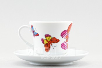 Чашка с блюдцем чайная ф. Банкетная рис. Шафрановые бабочки