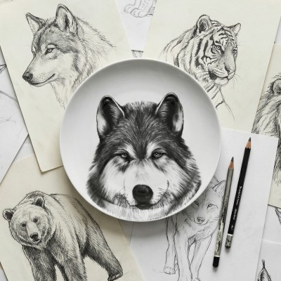 Тарелка глубокая 20.5 см ф. Универсал рис. Волк