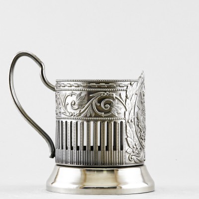 Подстаканник никелированный с чернью, Миру мир