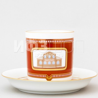 Чашка с блюдцем чайная ф. Гербовая рис. Дом на ул. Танеевых