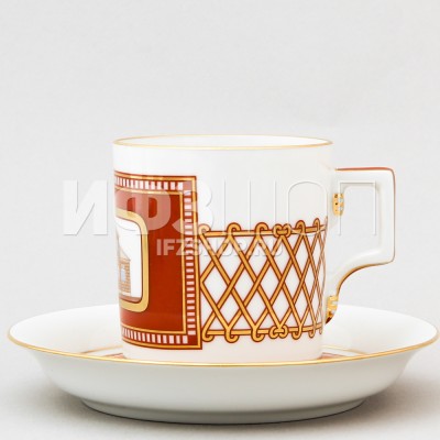 Чашка с блюдцем чайная ф. Гербовая рис. Дом на ул. Танеевых