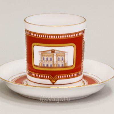 Чашка с блюдцем чайная ф. Гербовая рис. Дом на Ульяновской ул.