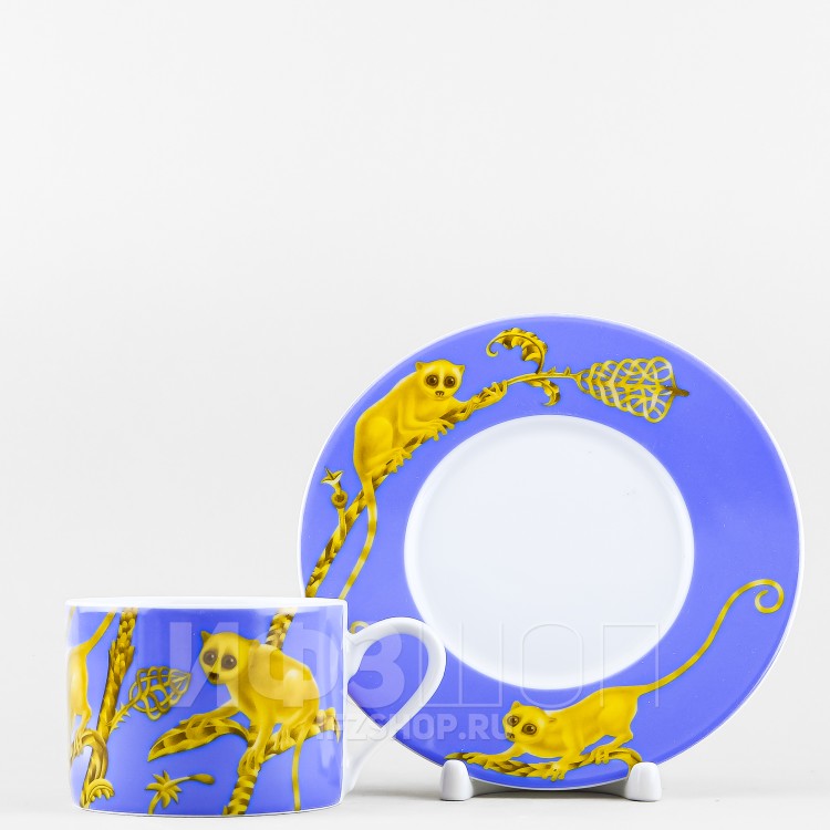 Чашка с блюдцем чайная ф. Соло рис. Лямурия голубая 