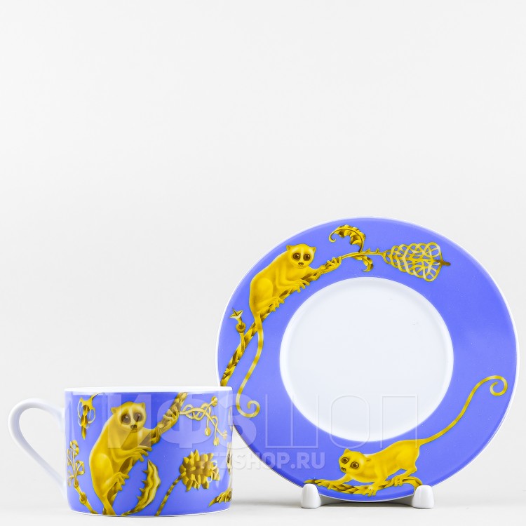 Чашка с блюдцем чайная ф. Соло рис. Лямурия голубая 