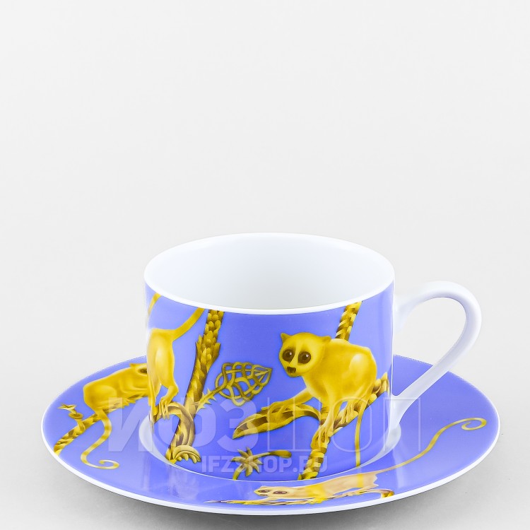Чашка с блюдцем чайная ф. Соло рис. Лямурия голубая 