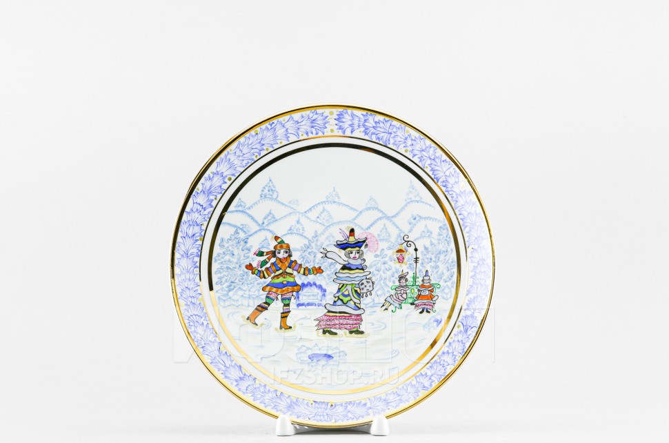 Декоративная тарелка 19.5 см рис. Зимняя забава