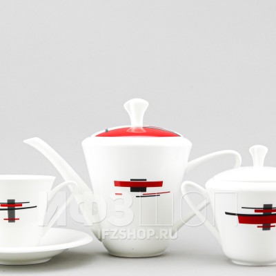 Сервиз чайный ф. Сад рис. Красное и черное, 14 предметов