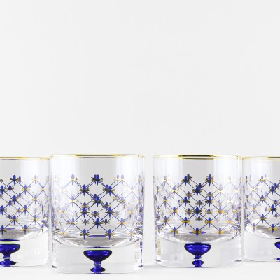 Набор из 4 стаканов для виски 220 мл рис. Кобальтовая сетка