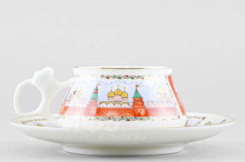 Чашка с блюдцем кофейная ф. Билибина рис. Московский Кремль
