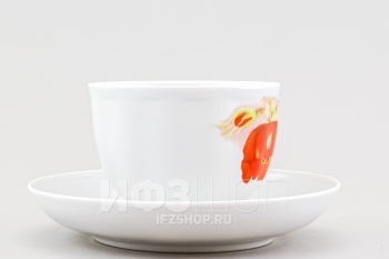Чашка с блюдцем чайная ф. Гранатовый рис. Альпийские цветы