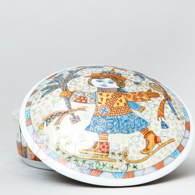 Туалетная коробочка ф. Круглая рис. Фигурное катание №1 (деколь)