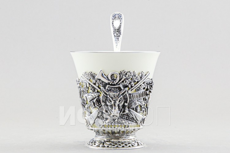 Набор для чая посеребренный Кабан, 3 предмета 